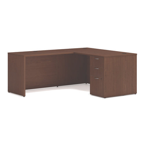 Mod L-station Single Pedestal Desk Bundle, 60" X 72" X 29", Sepia Walnut