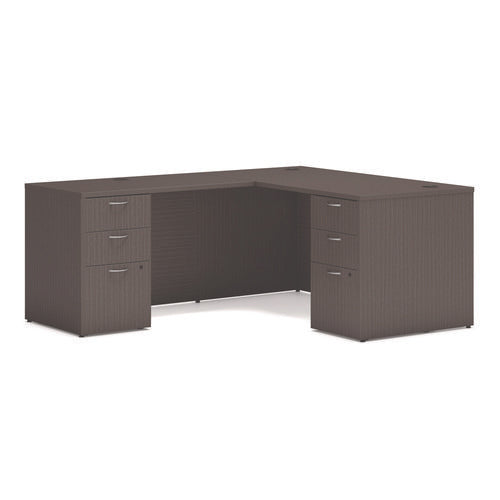 Mod L-station Double Pedestal Desk Bundle, 60" X 72" X 29", Slate Teak