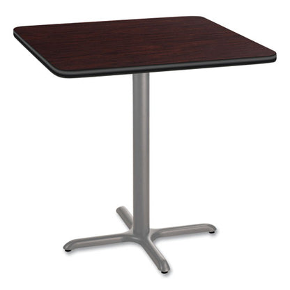 Cafe Table, 36w X 36d X 36h, Square Top/x-base, Mahogany Top, Gray Base