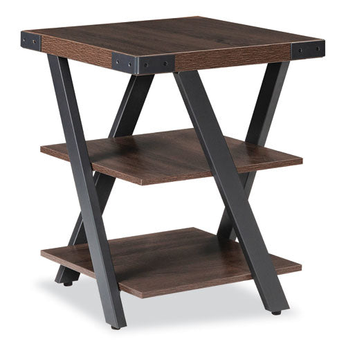 End Table, Square, 20 X 20 X 25, Southern Tobacco Top, Black Base