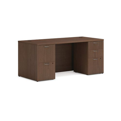 Mod Double Pedestal Desk Bundle, 66" X 30" X 29", Sepia Walnut