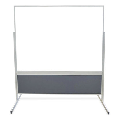 Double-sided Magnetic Porcelain Whiteboard And Vinyl Tackboard, 50.5" X 72.88", White/ebony Surface, Satin Aluminum Frame