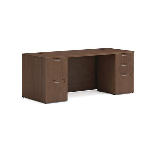 Mod Double Pedestal Desk Bundle, 72" X 30" X 29", Sepia Walnut