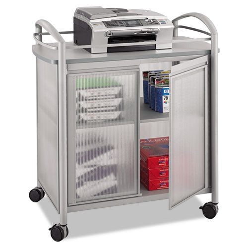 Impromptu Refreshment Cart/machine Stand, Engineered Wood, 3 Shelf, 34 X 21.25 X 36.5, Gray/silver