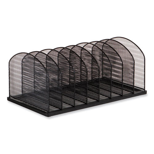 Onyx Mesh Desk Organizer, Eight Upright Sections, Letter To Legal Size Files, 19.25 X 10.87 X 8.5, Black