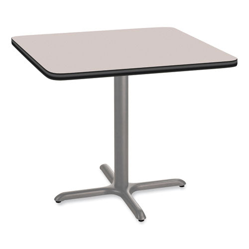 Cafe Table, 36w X 36d X 30h, Square Top/x-base, Gray Nebula Top, Gray Base