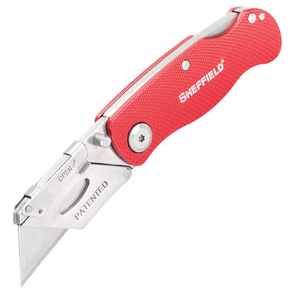 Quick Change Lock Back Utility Knife, 1.25" Blade, 3.5" Aluminum Handle, Red