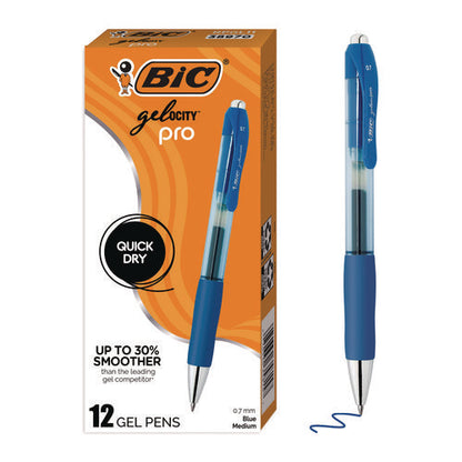 Gelocity Pro Gel Pens, Retractable, Medium 0.7 Mm, Blue Ink, Blue/clear Barrel, 12/pack