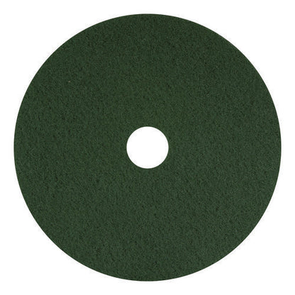 Scrubbing Pads, 12" Diameter, Green, 5/carton