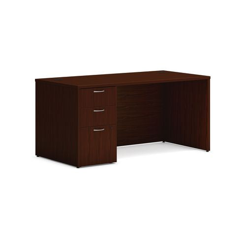 Mod Single Pedestal Desk Bundle, 60" X 30" X 29", Traditional Mahogany