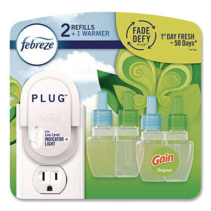 Plug Air Freshener Warmer Starter Kit, Clear/white, With (2) Gain Original Refills