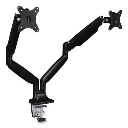 Dual Monitor Gas-spring Mounting Arm, For 13" To 32" Monitors, 360 Degree Rotation, +/-45 Degree Tilt, Black, Supports 20 Lb