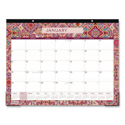 Amalia Desk Pad Calendar, Mandala Artwork, 22 X 17, White/multicolor Sheets, Black Headband, 12-month (jan To Dec): 2025