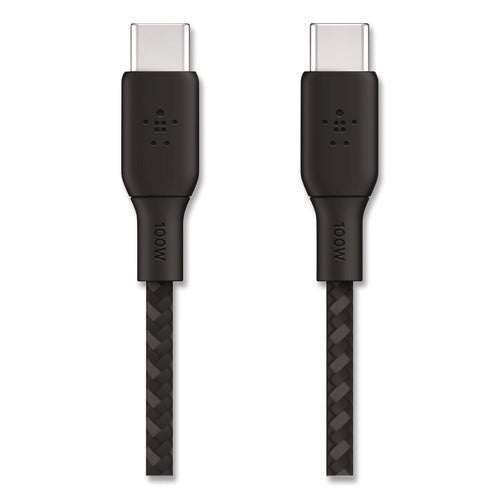 Boost Charge Braided Usb-c To Usb-c Cable, 100 W Power Delivery, 6.6 Ft, Black