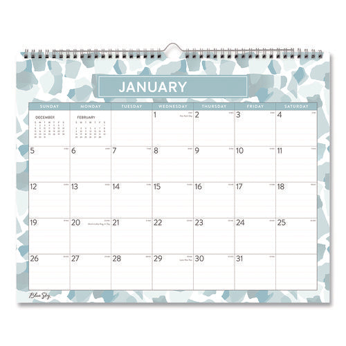 Amitza Blue Monthly Wall Calendar, Abstract Artwork, 15 X 12, White/blue/gray Sheets, 12-month (jan To Dec): 2025