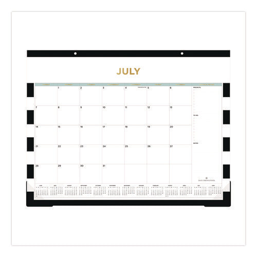 Day Designer Rugby Stripe Academic Year Desk Pad Calendar, 22 X 17, White/black Sheets, 12-month (july To June): 2024 To 2025