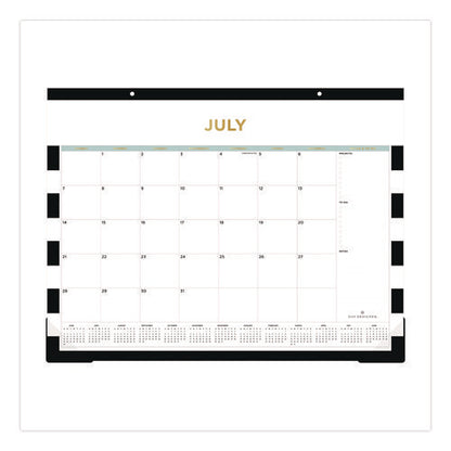 Day Designer Rugby Stripe Academic Year Desk Pad Calendar, 22 X 17, White/black Sheets, 12-month (july To June): 2024 To 2025