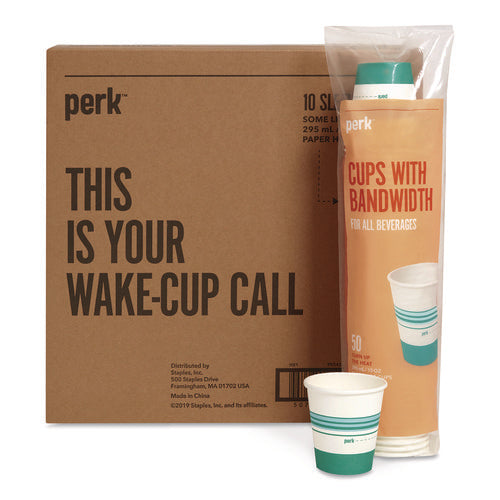 Paper Hot Cups, 10 Oz, White/teal, 500/carton