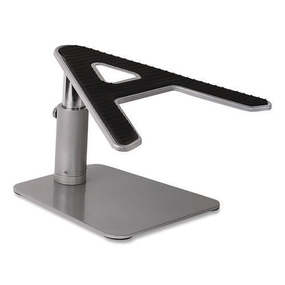 Adjustable Height Laptop Riser, 10" X 10.5" Platform, Silver/black, Supports Up To 33 Lbs