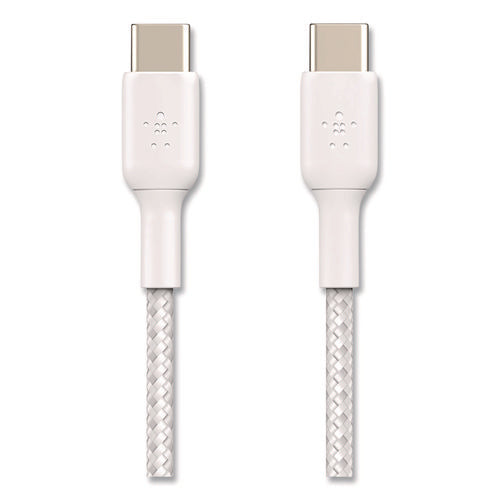 Boost Charge Braided Usb-c To Usb-c Cable, 3.3 Ft, White