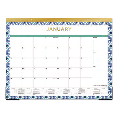 Tile Desk Pad Calendar, Geometric Artwork, 22 X 17, White Sheets, Gold Headband, Clear Corners, 12-month (jan To Dec): 2025