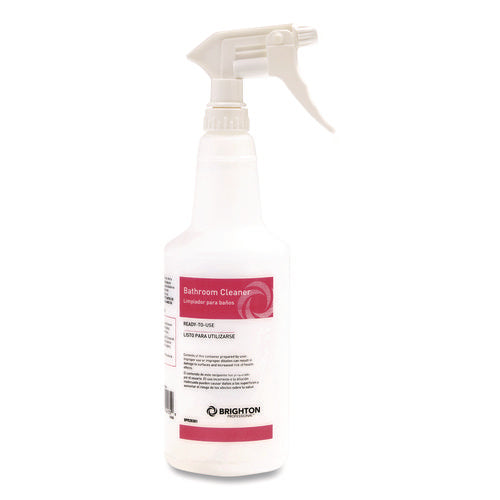 Trigger Spray Bottle For Portion Packet Bathroom Cleaners, 32 Oz, White/pink