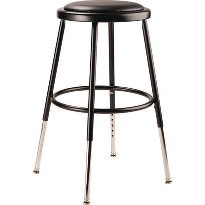 6400 Series Height Adjustable Hd Vinyl Padded Steel Stool, Backless, Supports 500 Lb, 18.5"-26.5" Seat Height,black Seat/base