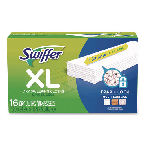 Sweeper Xl Dry Refill Cloths, 16.9 X 9.8, White, 16/box