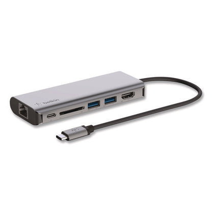 Connect 6-in-1 Usb-c Multiport Adapter Hub, 6-port, Gray