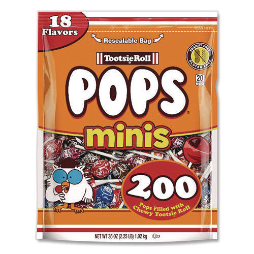 Pops Minis, Assorted Flavors, 36 Oz Bag, 200 Pieces