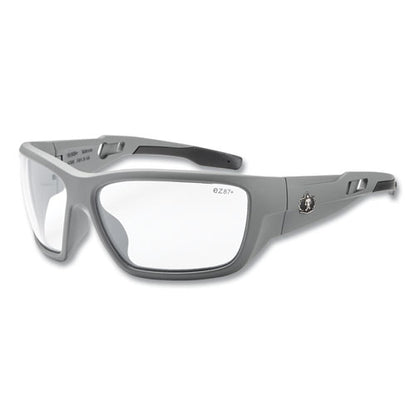 Skullerz Baldr Safety Glasses, Matte Gray Nylon Impact Frame, Clear Polycarbonate Lens