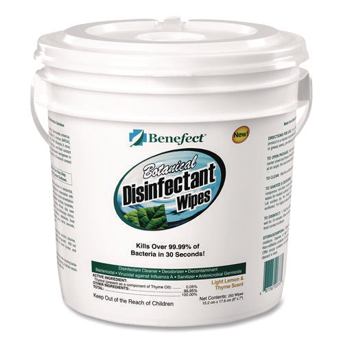 Botanical Disinfectant Wipes, 6 X 7, Light Lemon And Thyme, 250/bucket