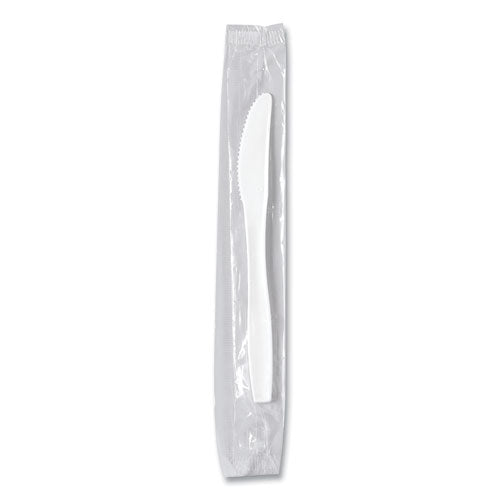 Regal Mediumweight Cutlery, Individually Wrapped, Knife, Plastic, White, 1,000/carton