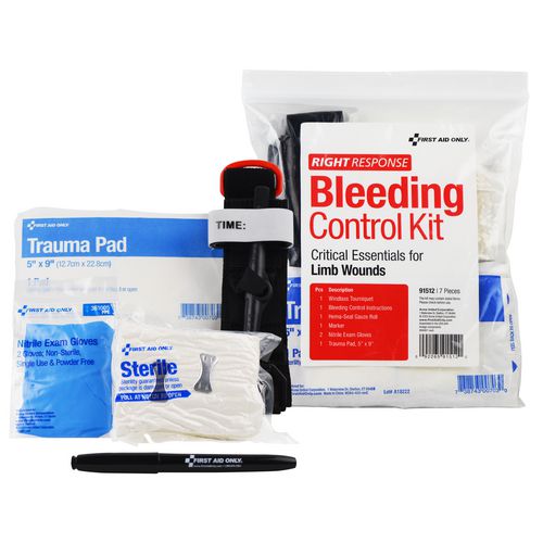 Critical Essentials Bleeding Control Kit For Limb Wounds, 8 Pieces, Plastic Bag