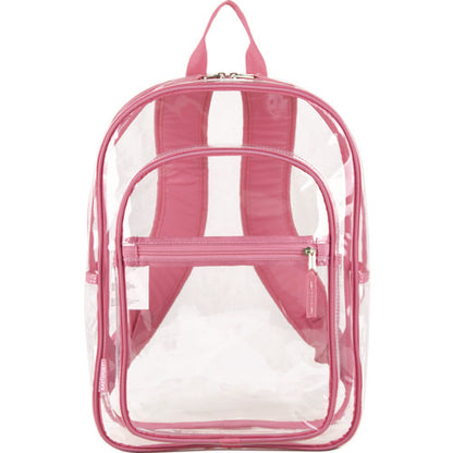 Clear With Color Trim Backpack, 11.5" X 5" X 16.5", Clear/pink