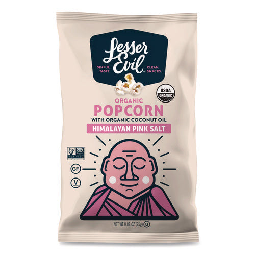 Snack Organic Himalayan Pink Salt Popcorn, 0.88 Oz Bag, 18/carton