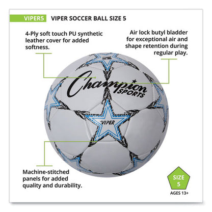 Viper Soccer Ball, No. 5. Size, 8.5" To 9" Diameter, White