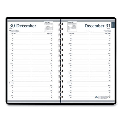 Memo Size Daily Appointment Book With 15-minute Schedule, 8 X 5, Black Cover, 12-month (jan To Dec): 2024