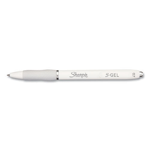 S-gel Fashion Barrel Gel Pen, Retractable, Medium 0.7 Mm, Black Ink, Pearl White Barrel, 4/pack