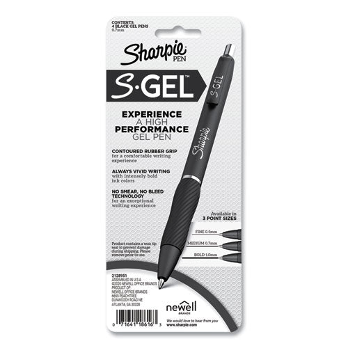 S-gel Fashion Barrel Gel Pen, Retractable, Medium 0.7 Mm, Black Ink, Pearl White Barrel, 4/pack