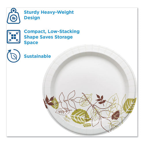 Pathways Soak Proof Shield Heavyweight Paper Plates, Wisesize, 8.5" Dia, Green/burgundy, 500/carton