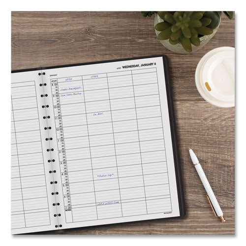 Four-person Group Daily Appointment Book, 11 X 8, Black Cover, 12-month (jan To Dec): 2024