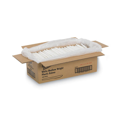 Plastic Cutlery, Mediumweight Knives, White, 1,000/carton