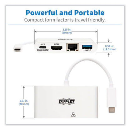 4k Dock With Charging And Ethernet, Usb C/4k Hdmi/usb A/pd Charging, White