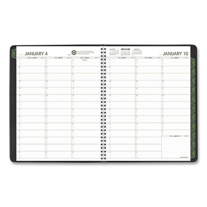 Recycled Weekly Vertical-column Format Appointment Book, 11 X 8.25, Black Cover, 12-month (jan To Dec): 2024