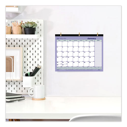 Monthly Desk Pad Calendar, 11 X 8.5, White/blue/green Sheets, Black Binding, 12-month (jan To Dec): 2024