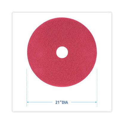 Buffing Floor Pads, 21" Diameter, Red, 5/carton