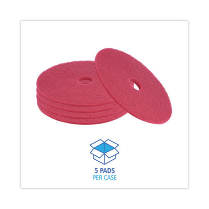 Buffing Floor Pads, 21" Diameter, Red, 5/carton