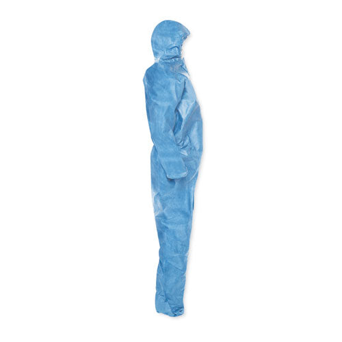 A20 Elastic Back Wrist/ankle Hooded Coveralls, Large, Blue, 24/carton