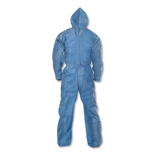 A20 Elastic Back Wrist/ankle Hooded Coveralls, Large, Blue, 24/carton